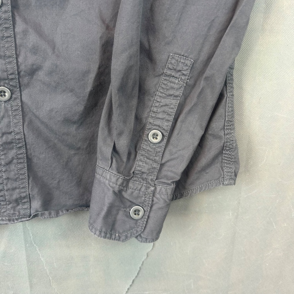 Converse Shirt Men Small Gray 100% Cotton Long Sleeve Pocket Collar Button Down - Picture 3 of 10